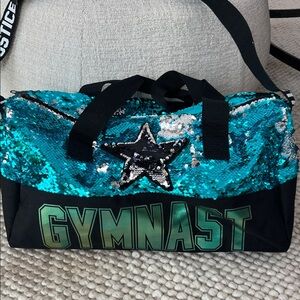 Justice Gymnast Star Teal Silver Flip Sequin Duffle Bag Gymnastics Dance Bag